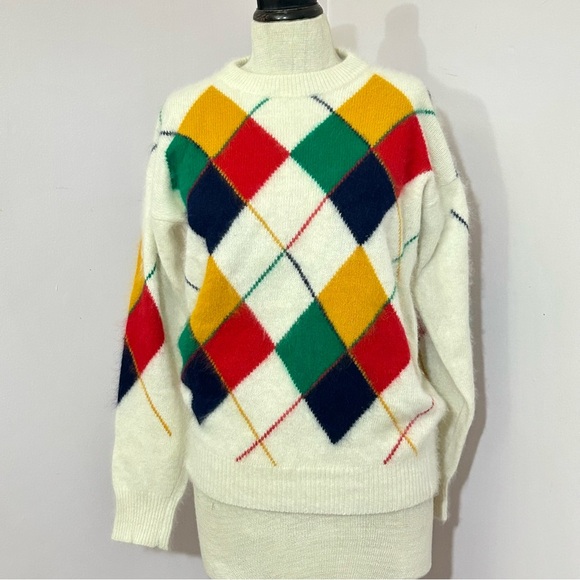 Vintage Rafaella Angora Argyle Sweater S - Picture 1 of 6